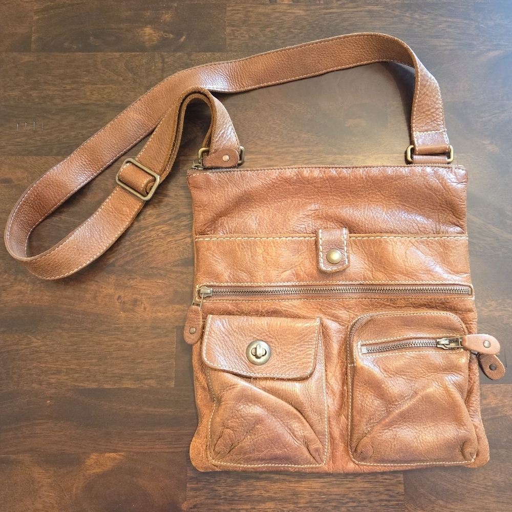 Roots Leather Venetian Tribe Large Boho Casual Cross Body Bag Natural Tan - Picture 2 of 11